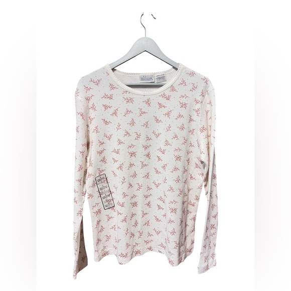 🟣Basic Editions Floral Thermal Waffle Top – Size Large - Picture 1 of 4